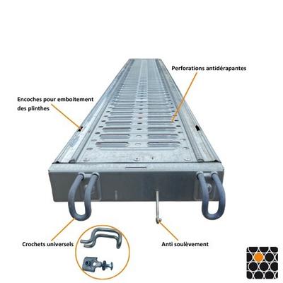 PLANCHER EN ACIER GALVANISE 30CM X 3M - CLASSE 6